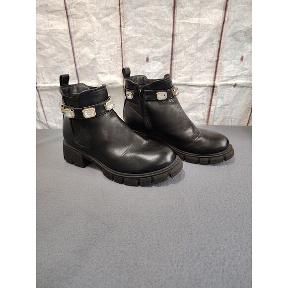 Madden Girl 4 Honeyy Platform Chunky Heel Gem Pull On Chelsea Boots Black - Picture 1 of 11